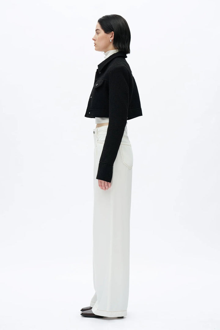 High Rise Pleated Wide Leg (White)