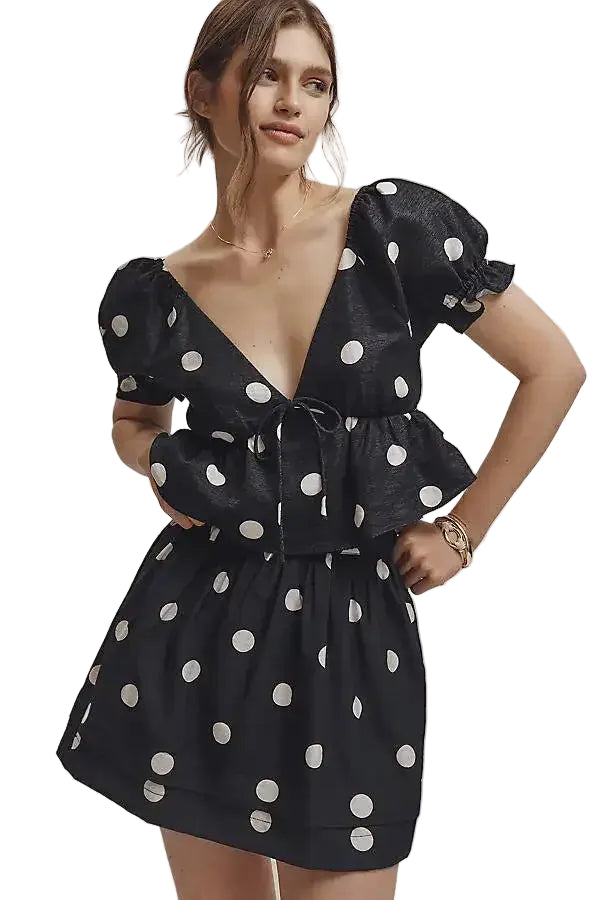 Libby Peplum Set (Navy White)
