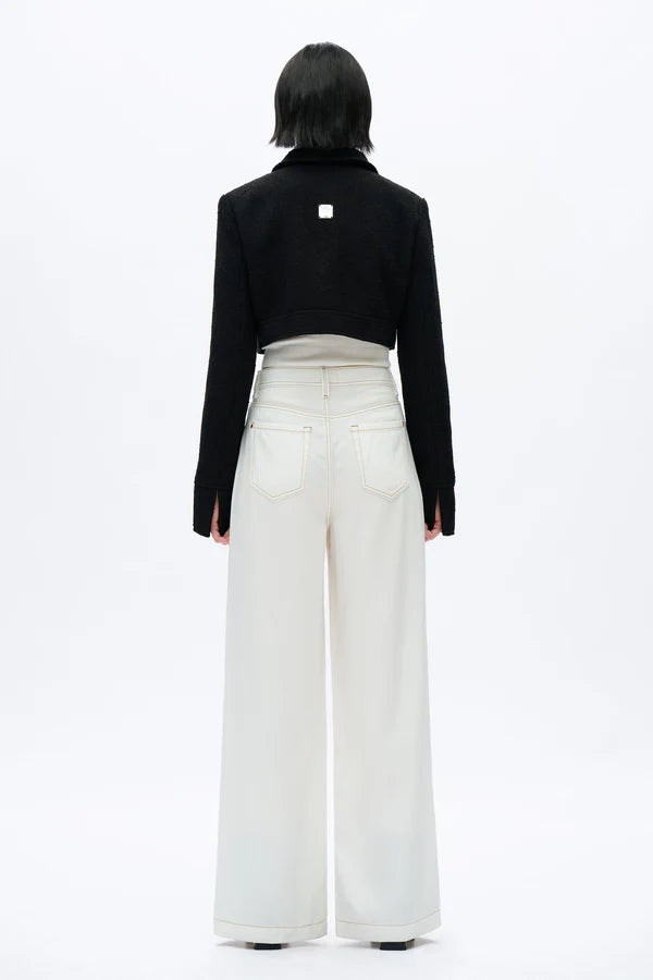 High Rise Pleated Wide Leg (White)