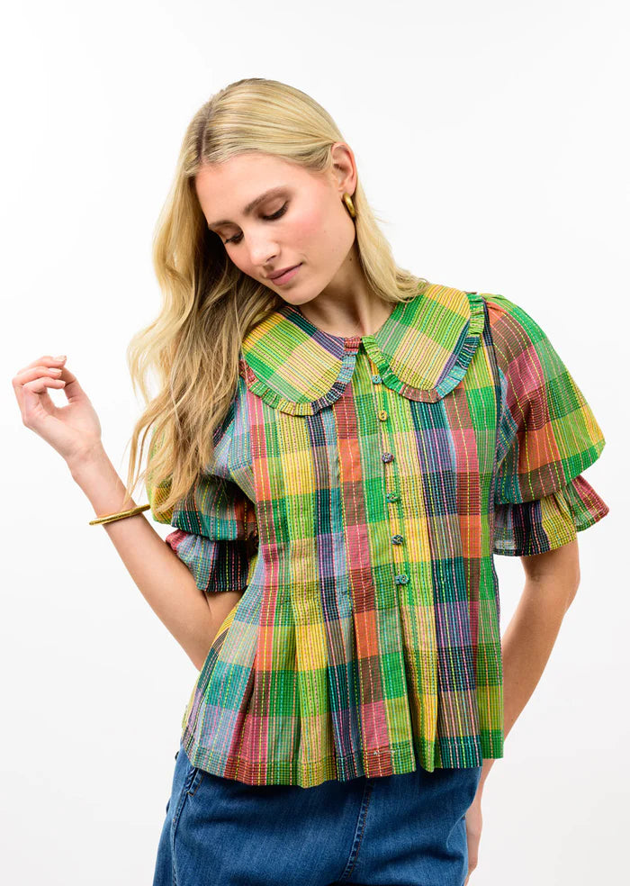 Blocks of Plaid Top (Multi)