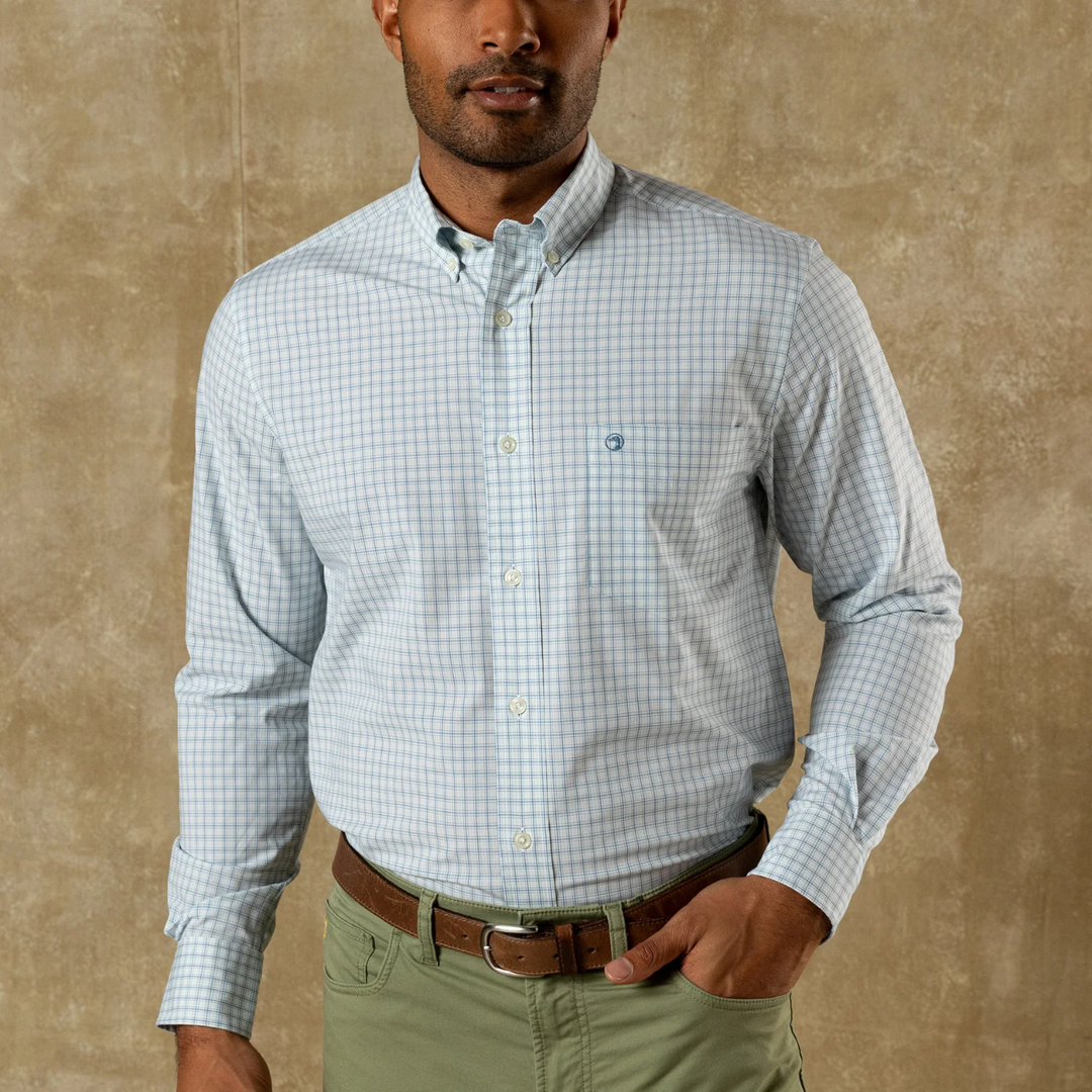 Performance Stokes Plaid Sport Shirt (Seafoam Green)