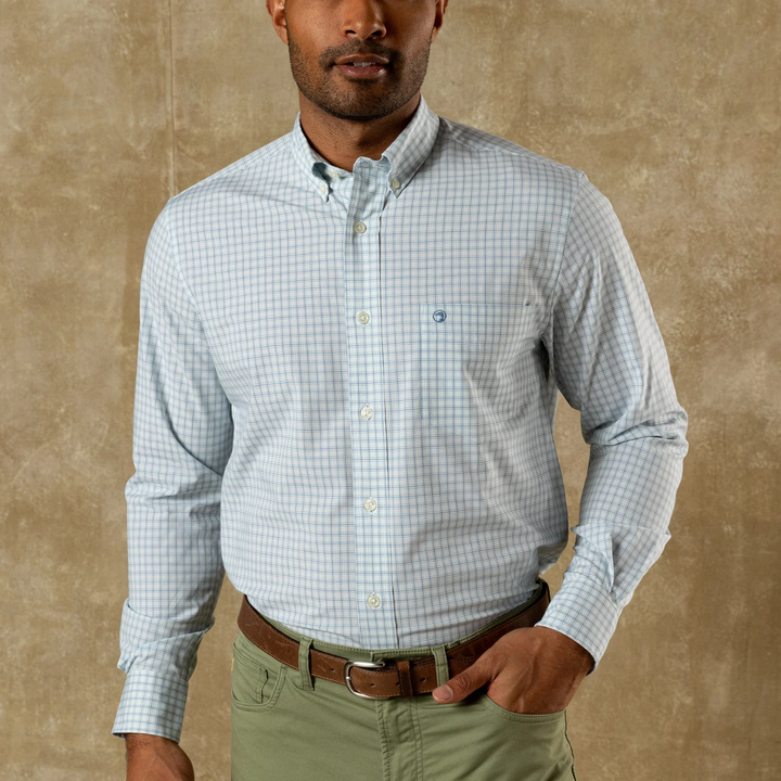 Performance Stokes Plaid Sport Shirt (Seafoam Green)