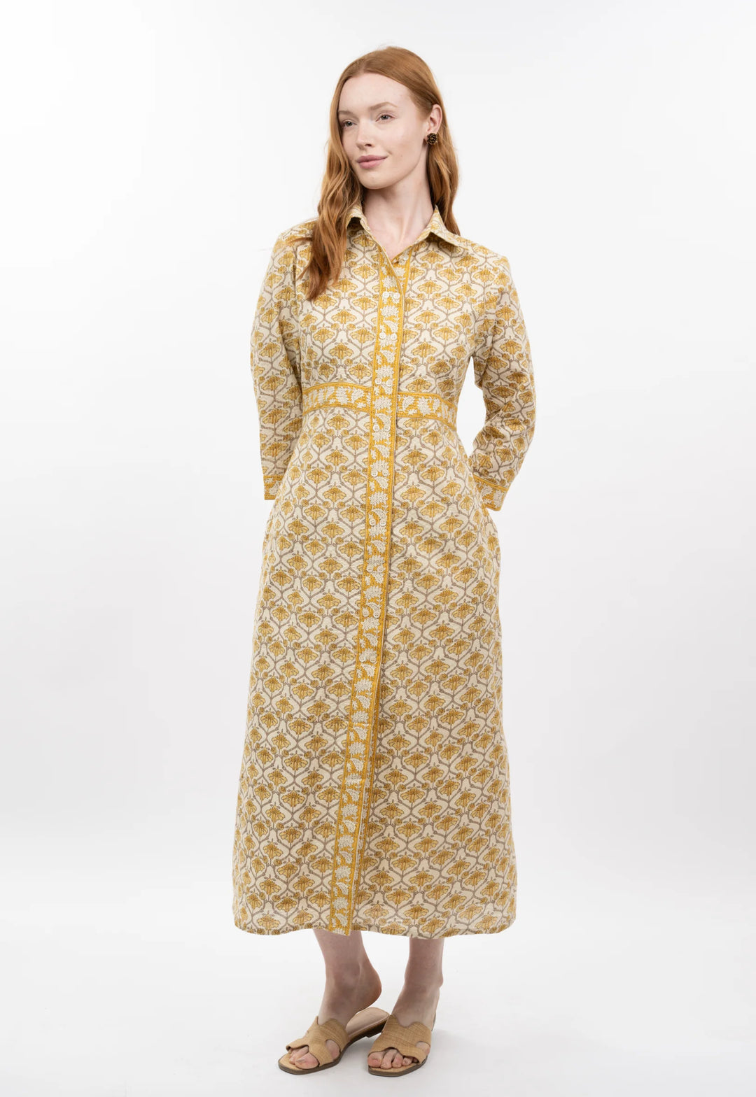Double Button Shirtdress (Gold)