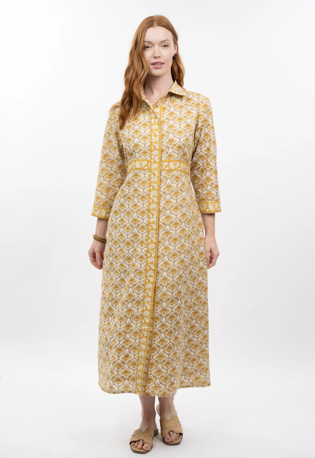 Double Button Shirtdress (Gold)