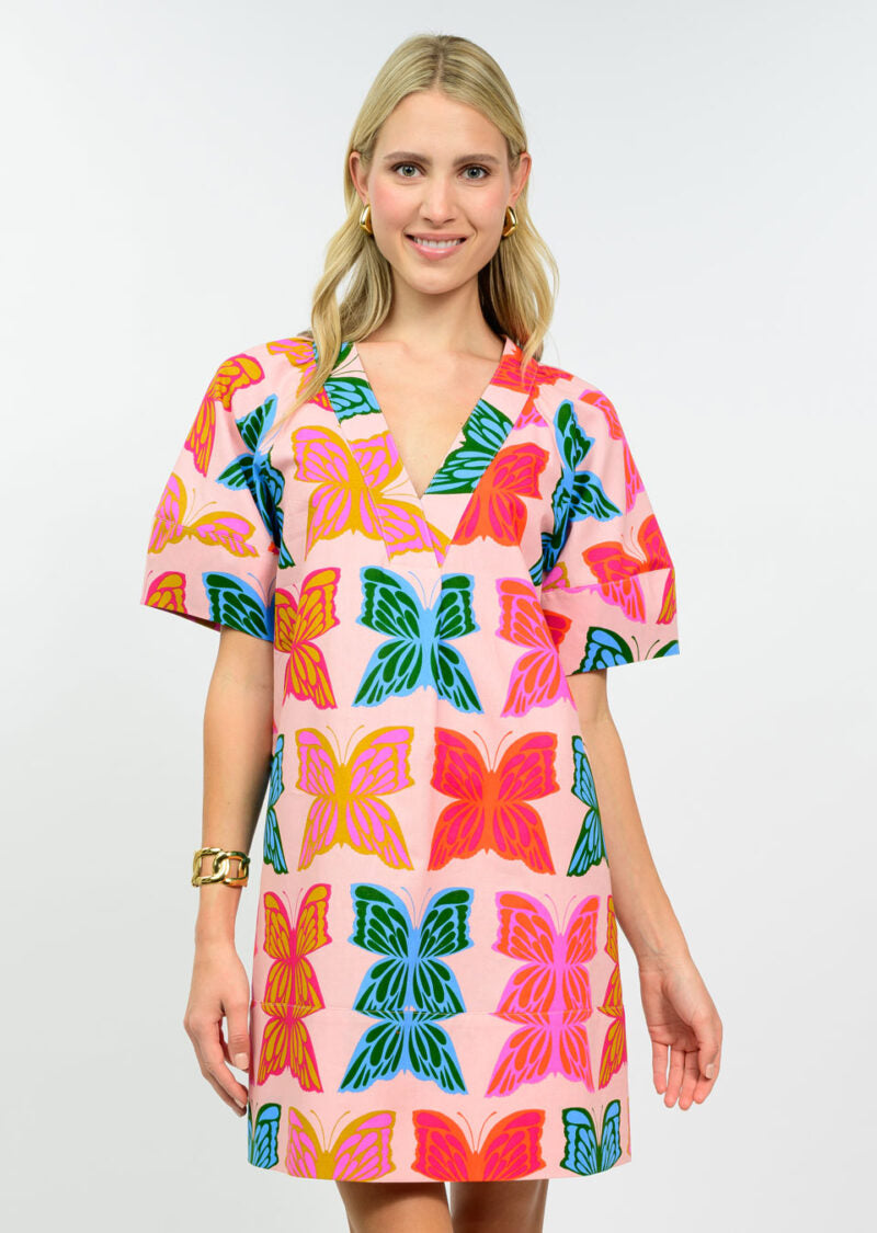 Butterflies Shift Dress (Pink)