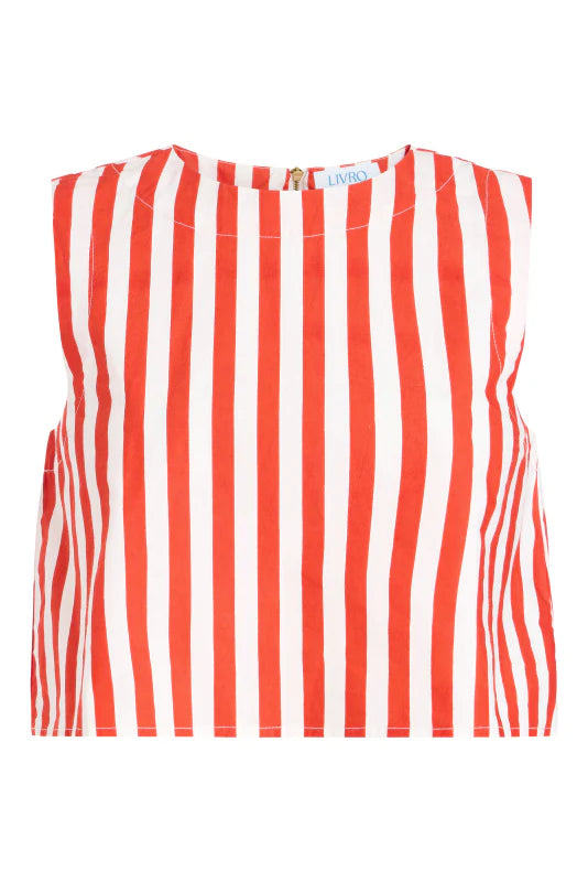 Crop Top/Pavilion Skirt Set (Red Stripes)