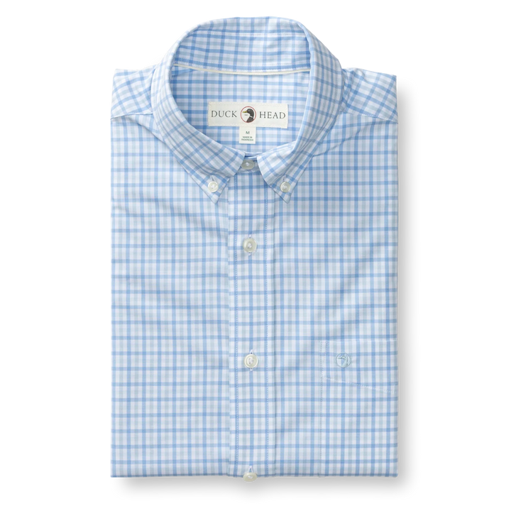 Perf Poplin Sport Shirt Shaw Gingham (Sky Blue)