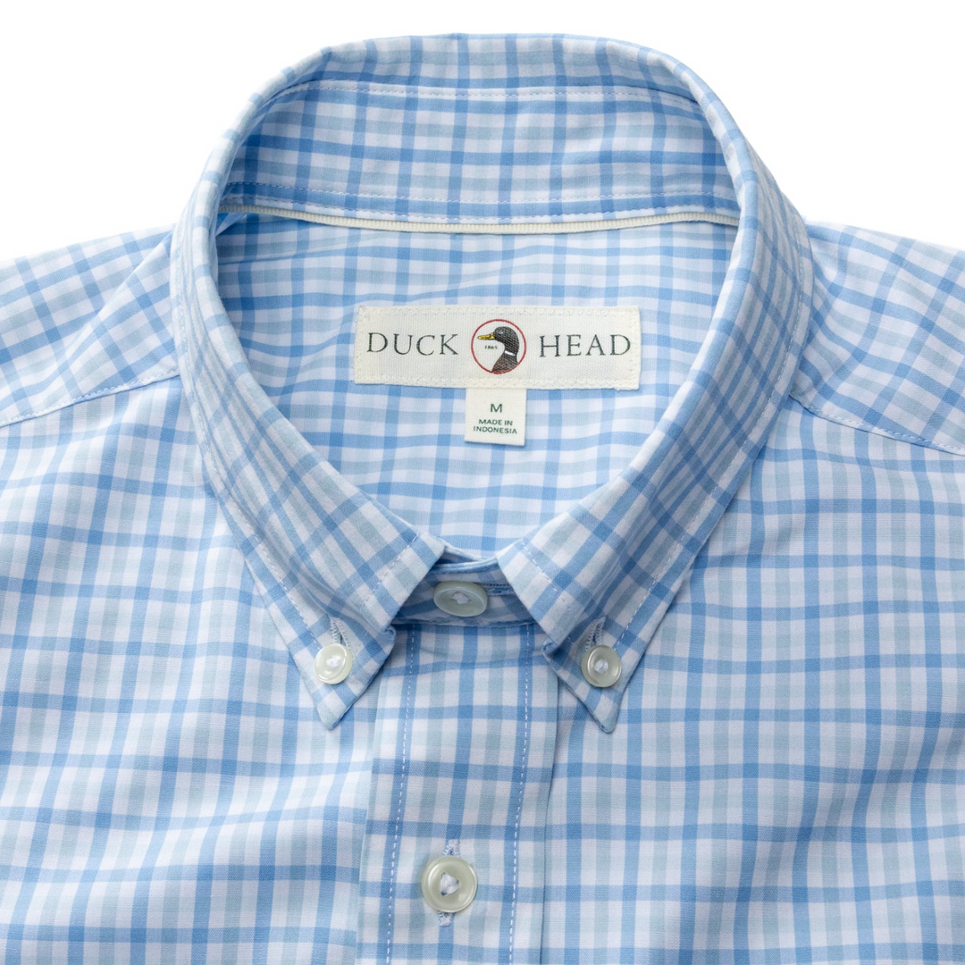 Perf Poplin Sport Shirt Shaw Gingham (Sky Blue)