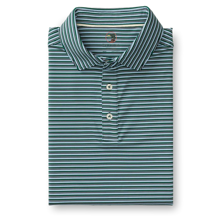 Long Drive Performance Polo Barker Stripe (Forest Green)