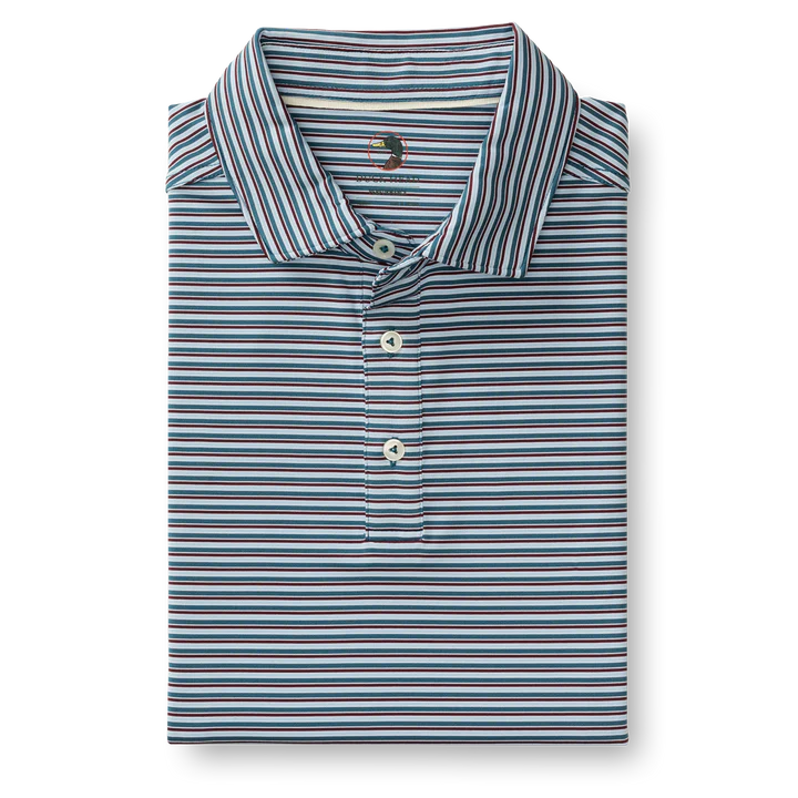 Long Drive Performance Polo Barker Stripe (Teal Blue)