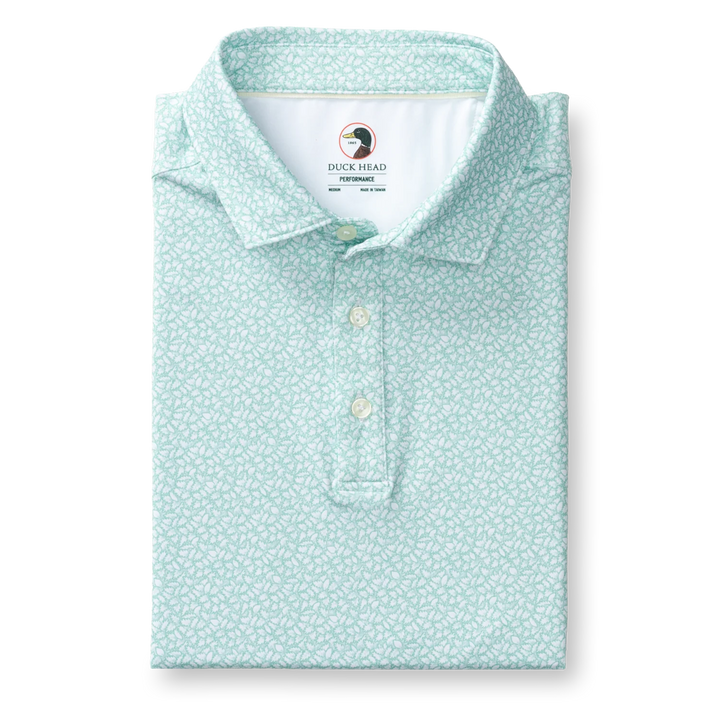 Long Drive Perf Polo Bay Floral (Seafoam Green)