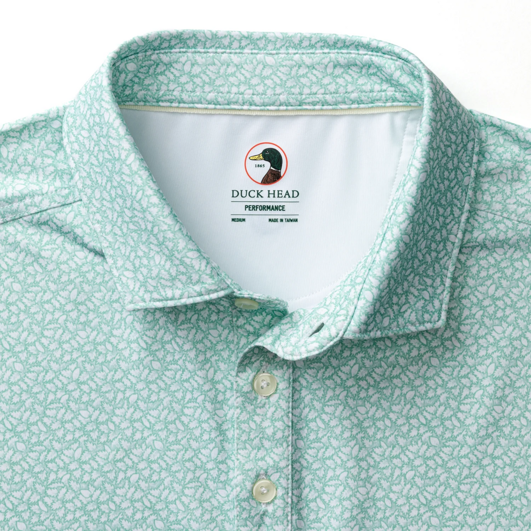 Long Drive Perf Polo Bay Floral (Seafoam Green)