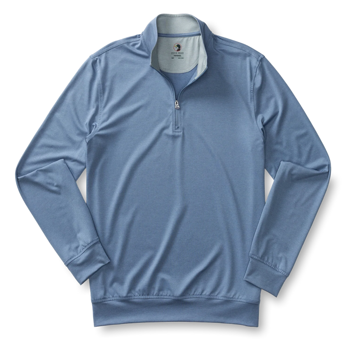 Long Drive 1/4 Zip Performance Pullover (Chambray Blue Heather)