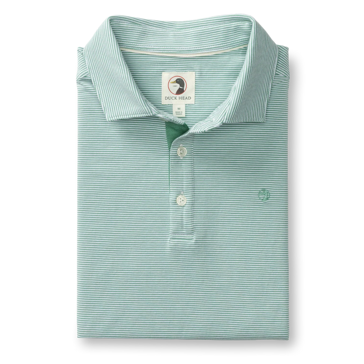 Hanover Pima Cotton Stripe Polo (Aspen Green)