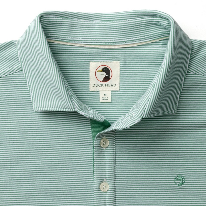 Hanover Pima Cotton Stripe Polo (Aspen Green)