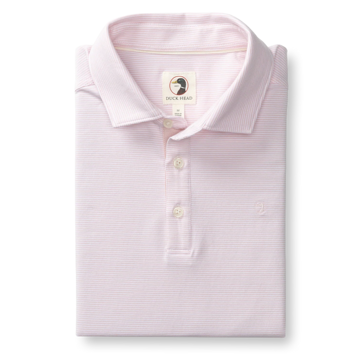 Hanover Pima Cotton Jersey Stripe Polo (Pale Pink)
