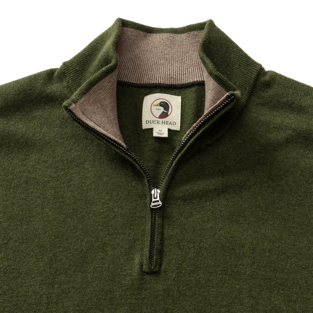 Ridley Cotton Cashmere 1/4 Zip Sweater  (Deep Olive)