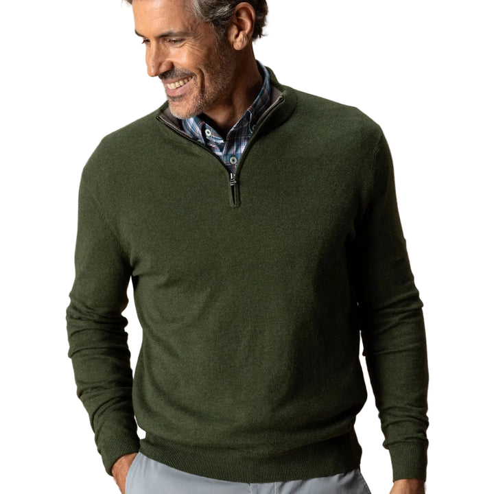 Ridley Cotton Cashmere 1/4 Zip Sweater  (Deep Olive)