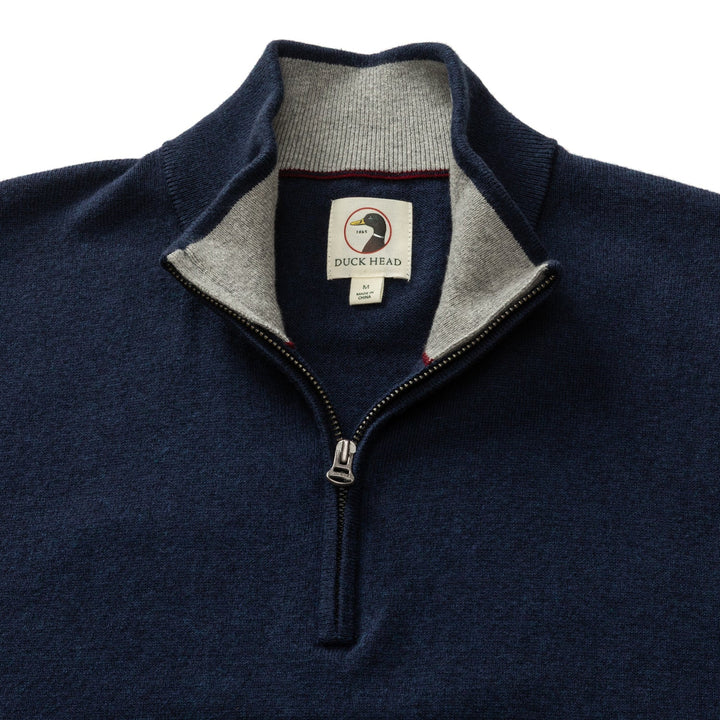 Ridley Cotton Cashmere 1/4 Zip Sweater (Maritime Blue)