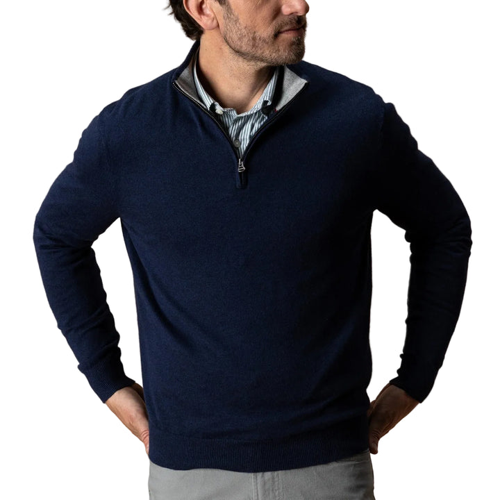 Ridley Cotton Cashmere 1/4 Zip Sweater (Maritime Blue)
