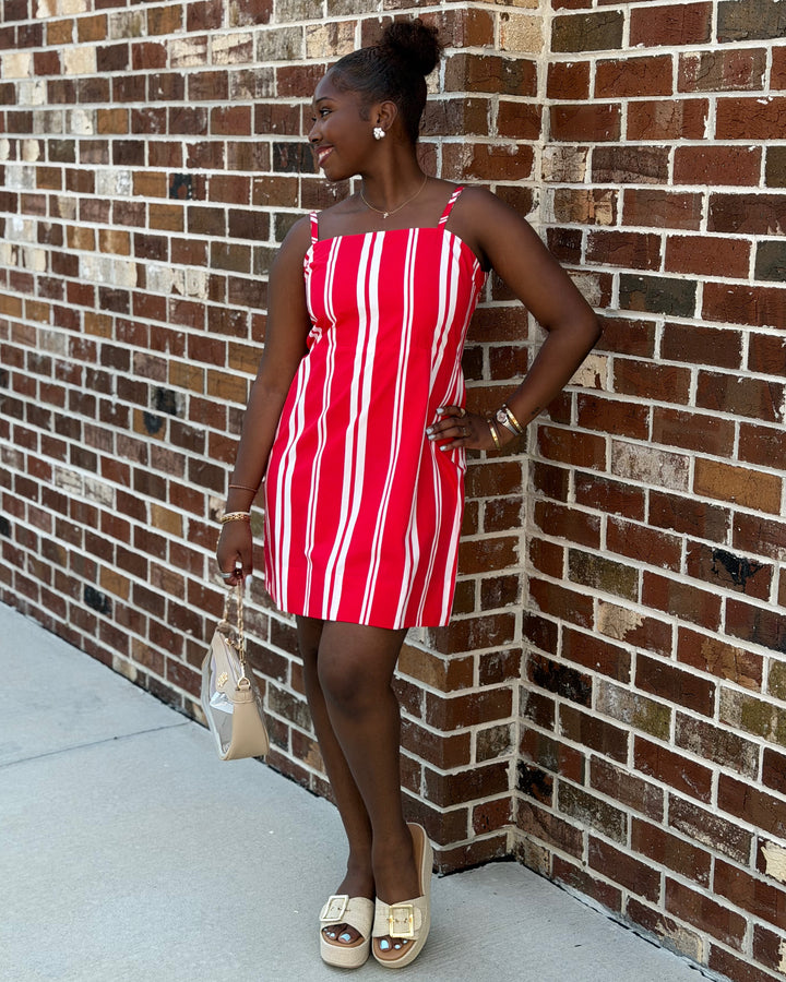 Jardin Dress (Red Stripe)