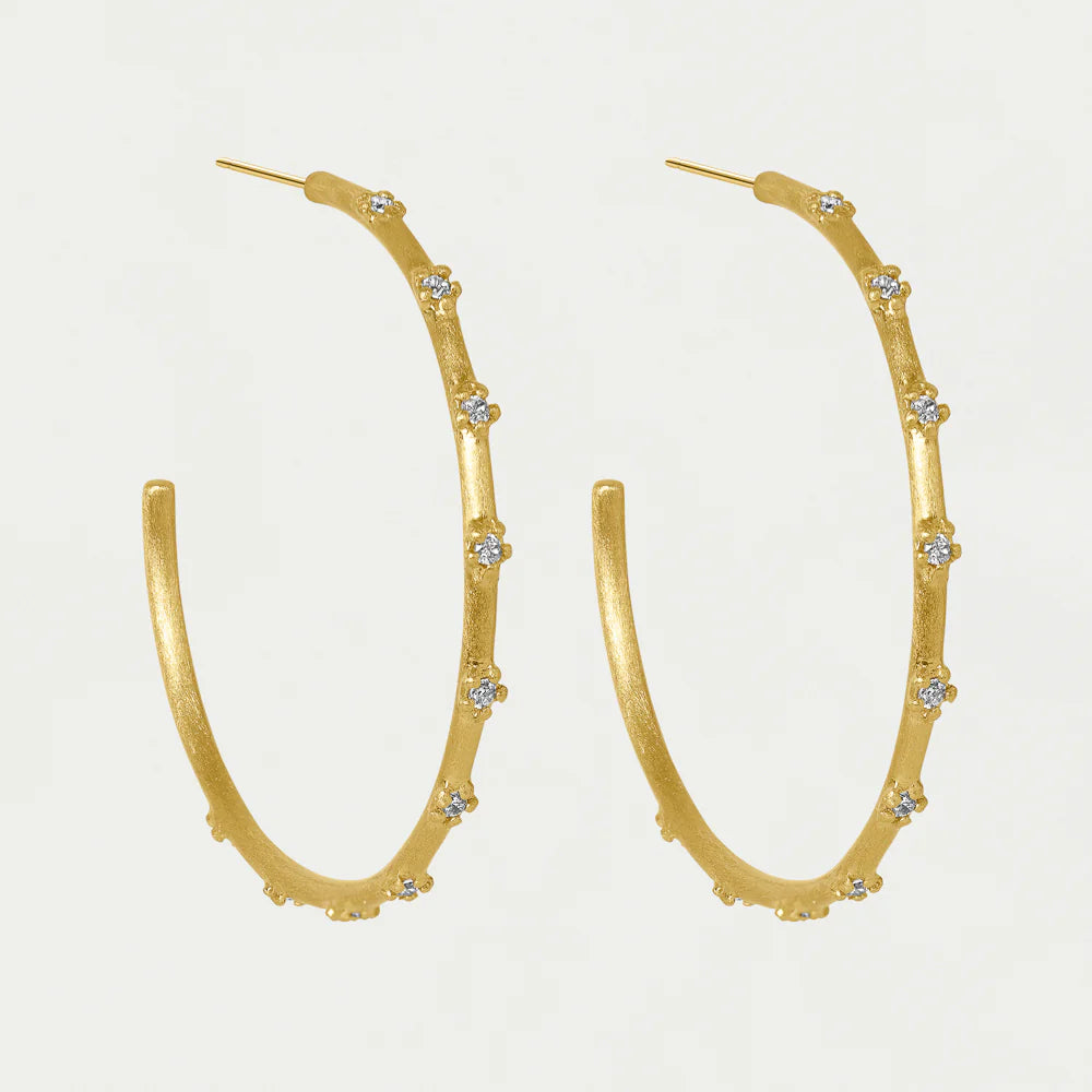 Sylvie Hoop Earrings (Gold/White Topaz)