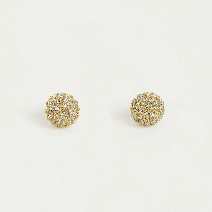 Petite Pave Ball Stud (Gold/White/Topaz)