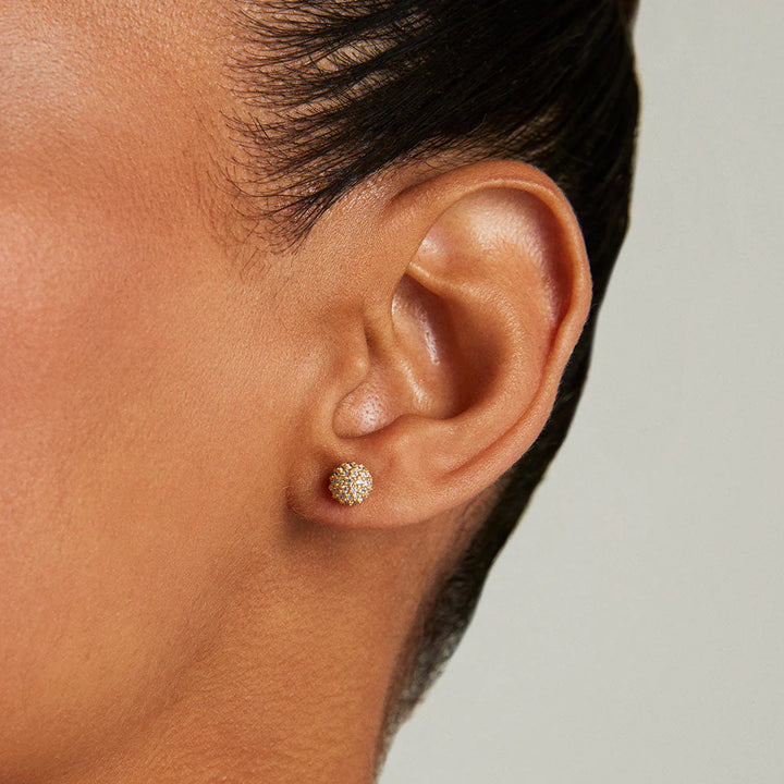 Petite Pave Ball Stud (Gold/White/Topaz)