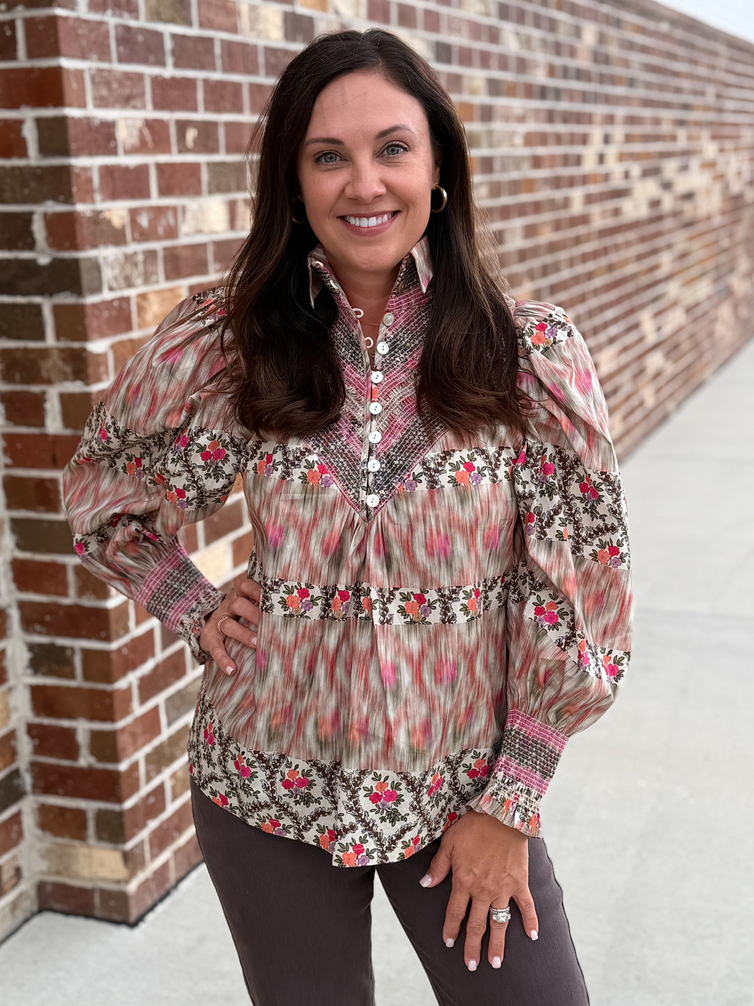 Smocked Shirt (Distorted Floral)