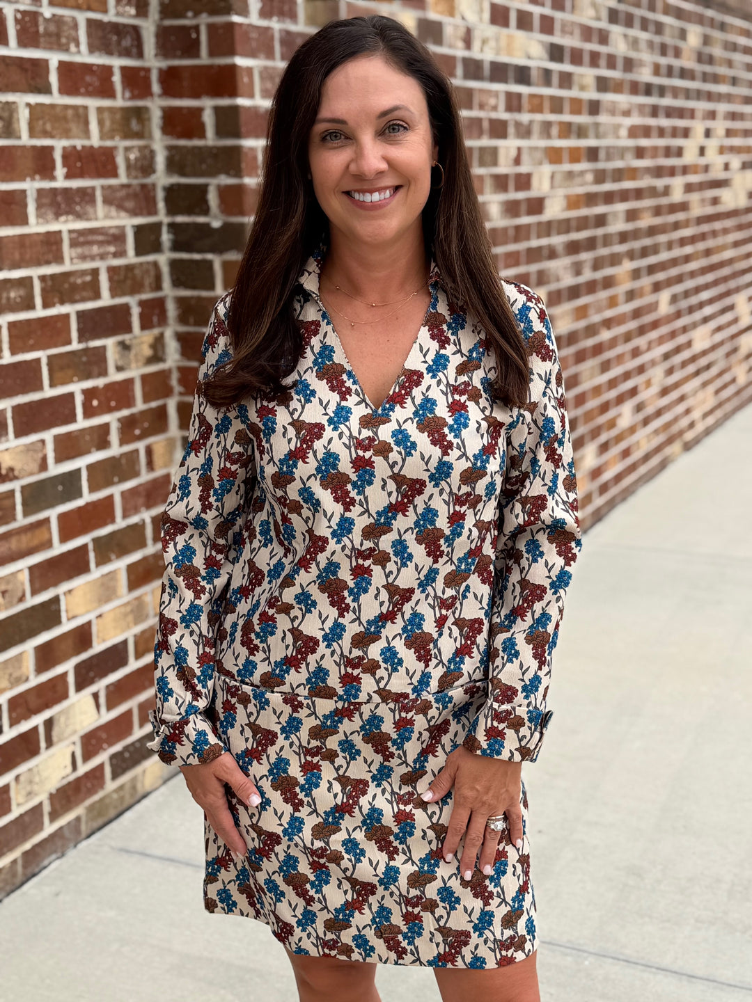 Split Neck Collar Dress (Garden Heirloom)