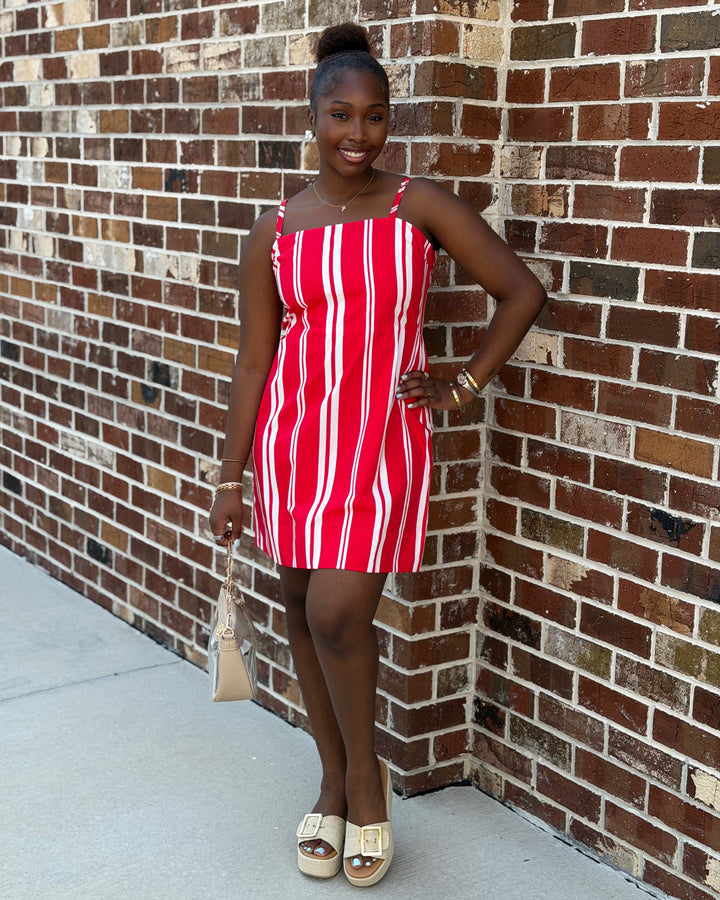 Jardin Dress (Red Stripe)