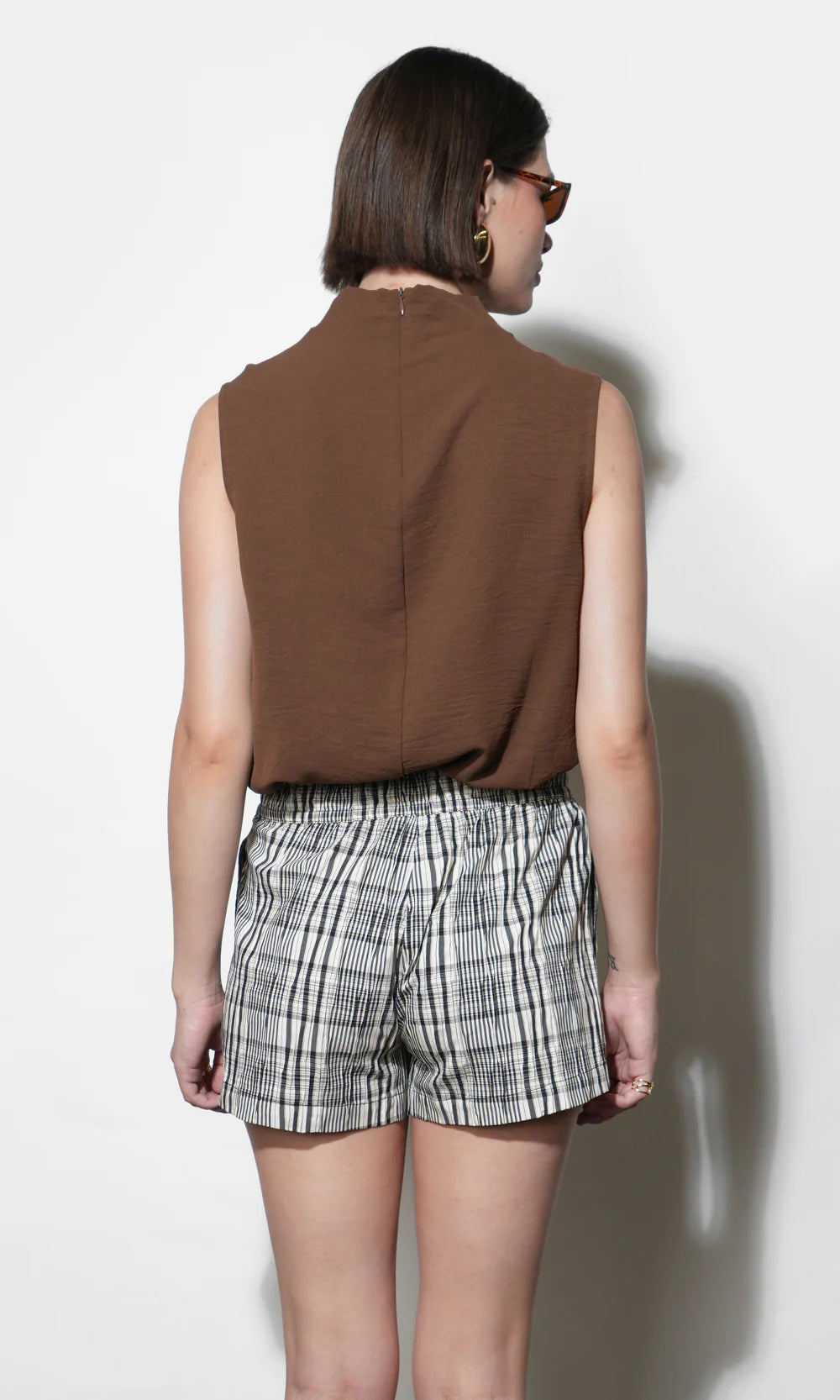 Quinn High Cowl Neck Top (Mocha)