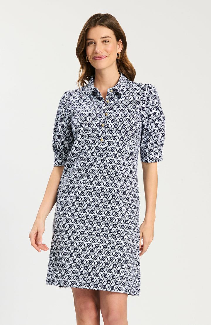 Alicia Knit Stainglass Dress (Blue White Stain Glass)