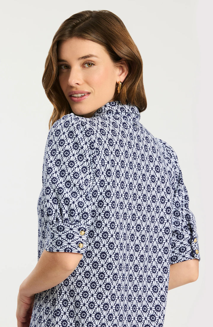 Alicia Knit Stainglass Dress (Blue White Stain Glass)