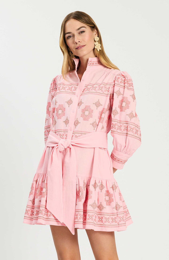 Christy Embroidered Dress (Pale Rosette)
