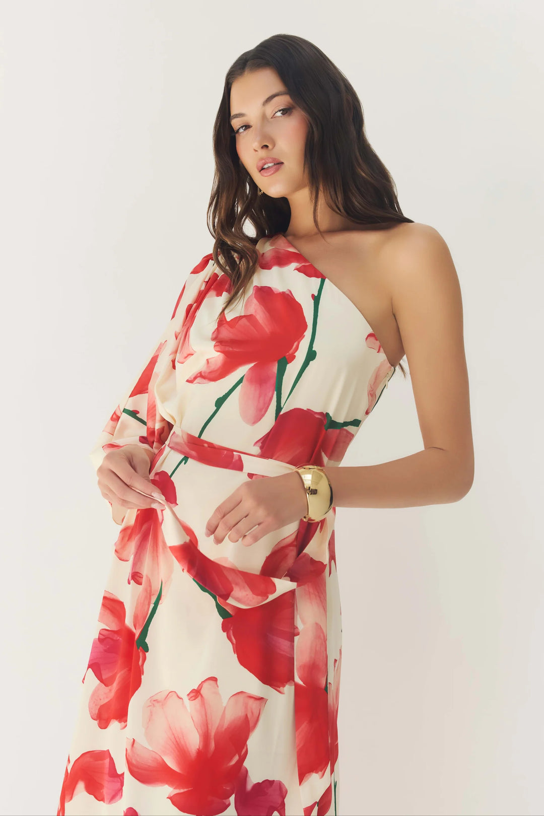 Adina Dress (Ivory Red X-ray Floral)