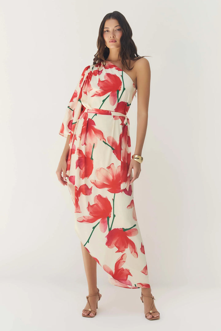 Adina Dress (Ivory Red X-ray Floral)