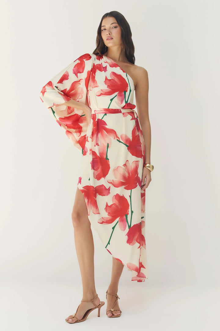 Adina Dress (Ivory Red X-ray Floral)
