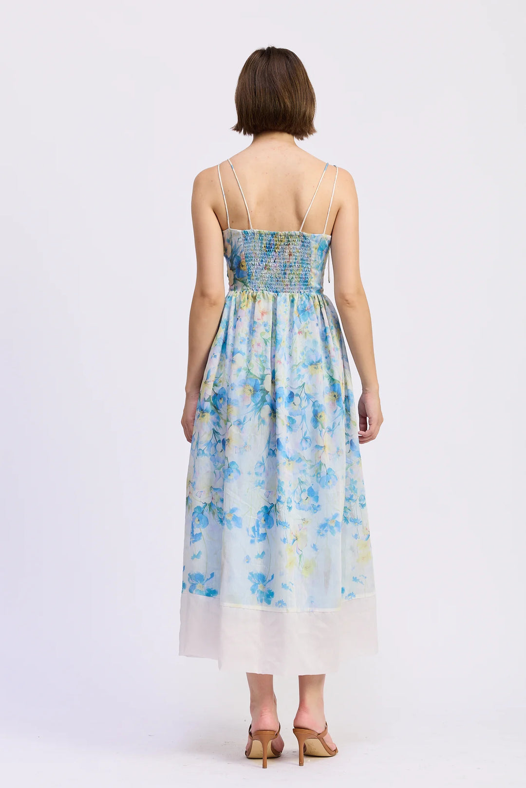 Vivian Midi Dress (Ivory Blue Yellow)