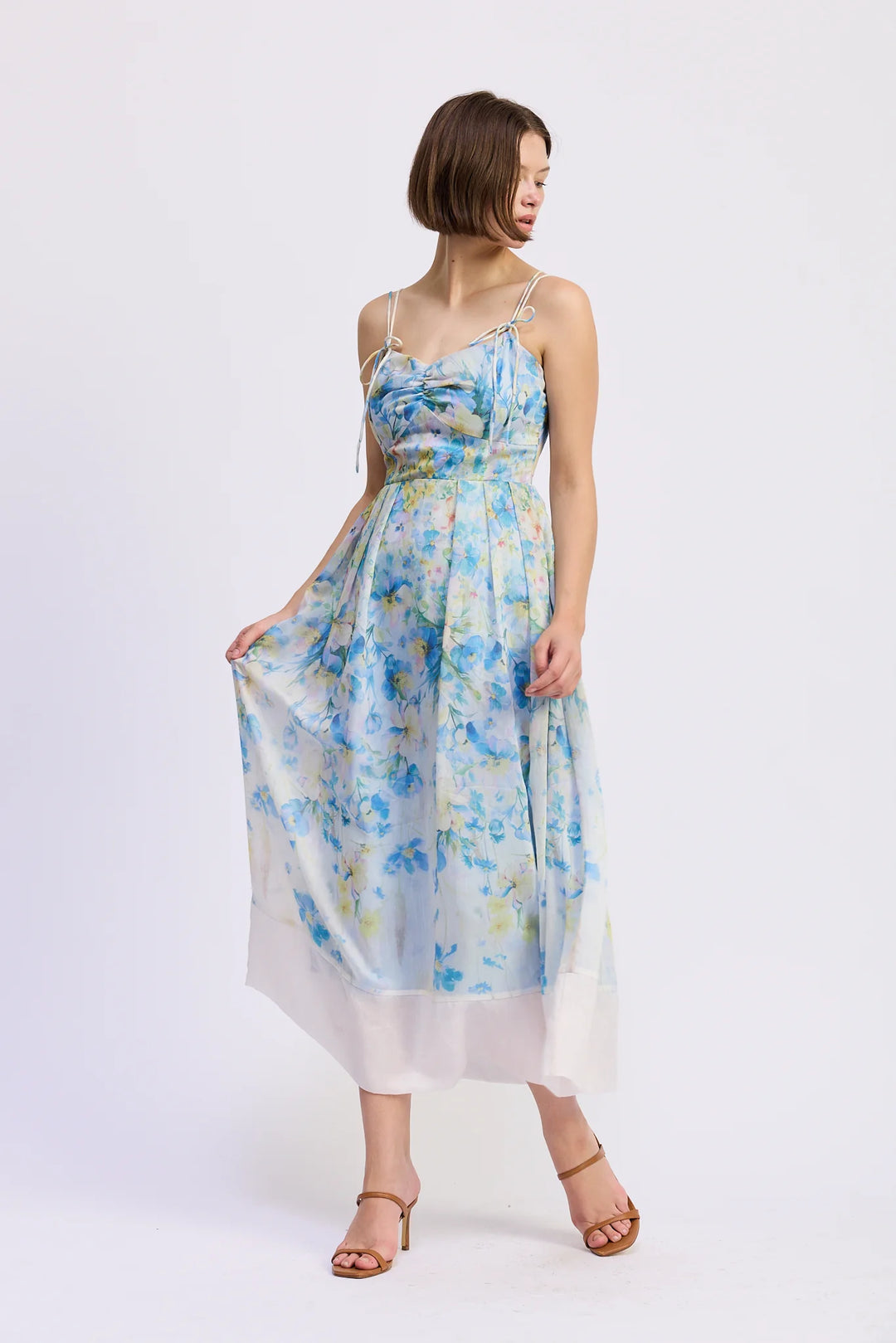 Vivian Midi Dress (Ivory Blue Yellow)