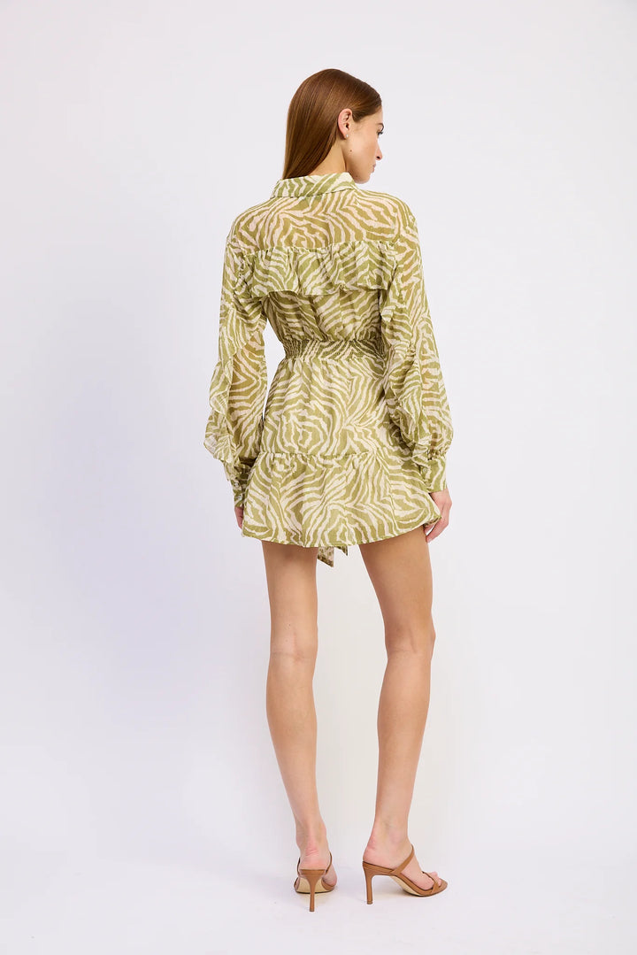Skylar Mini Dress (Off White Chartreuse)