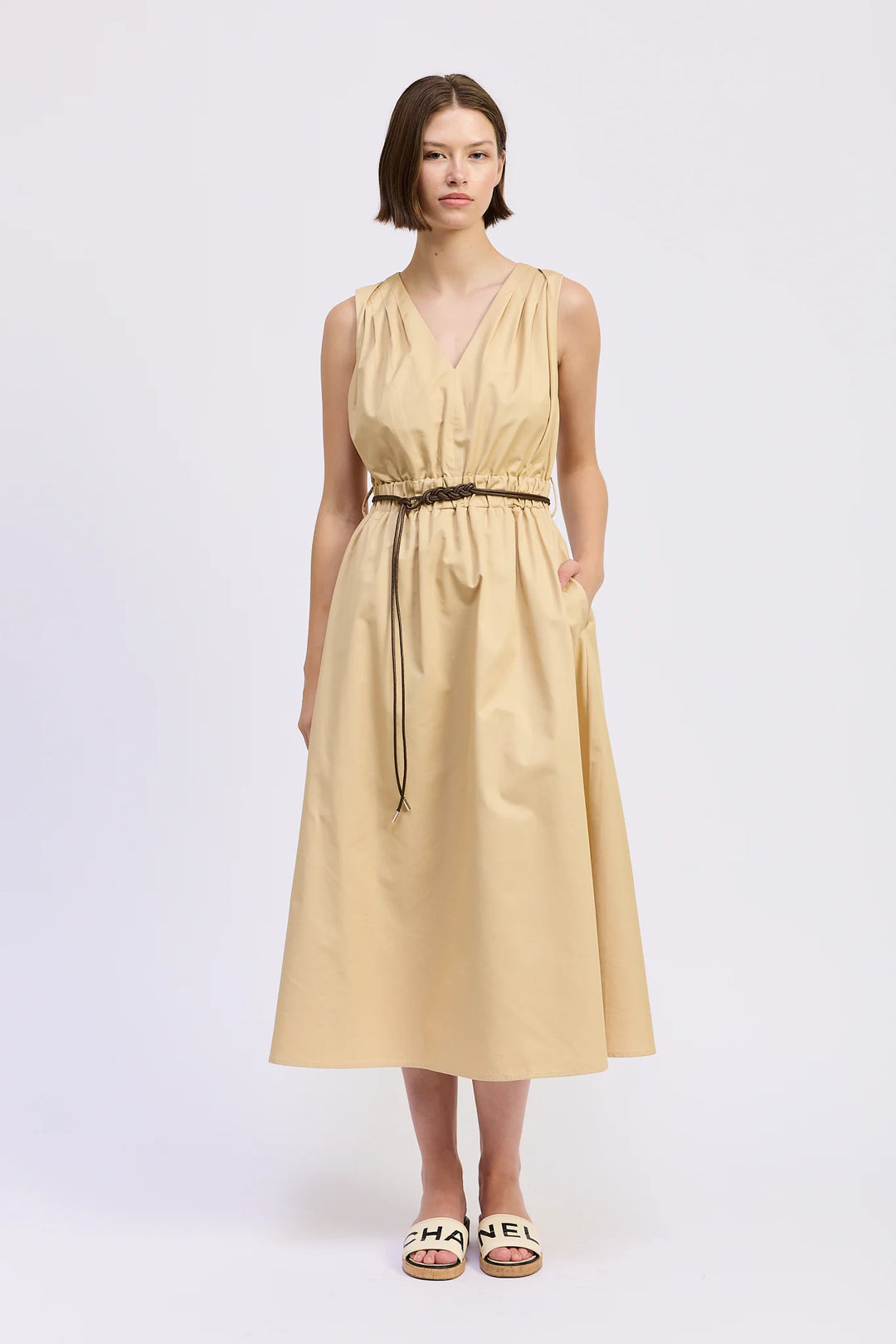 Cecilia Midi Dress (Khaki Brown)