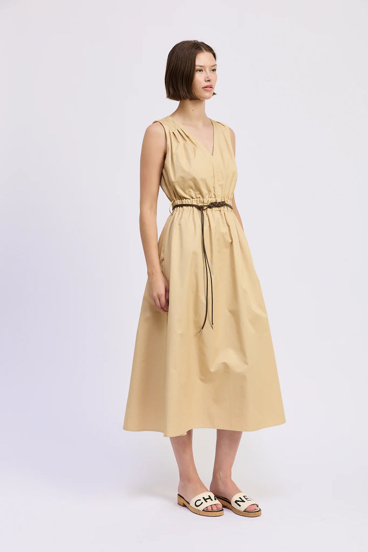 Cecilia Midi Dress (Khaki Brown)