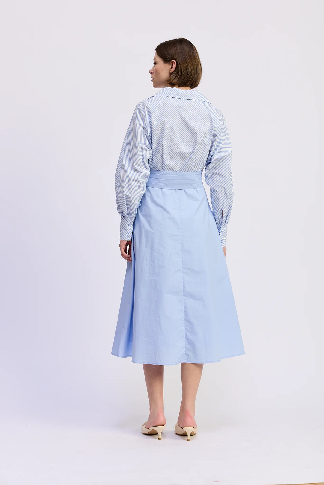 Christabel Midi Dress (Light Blue White)
