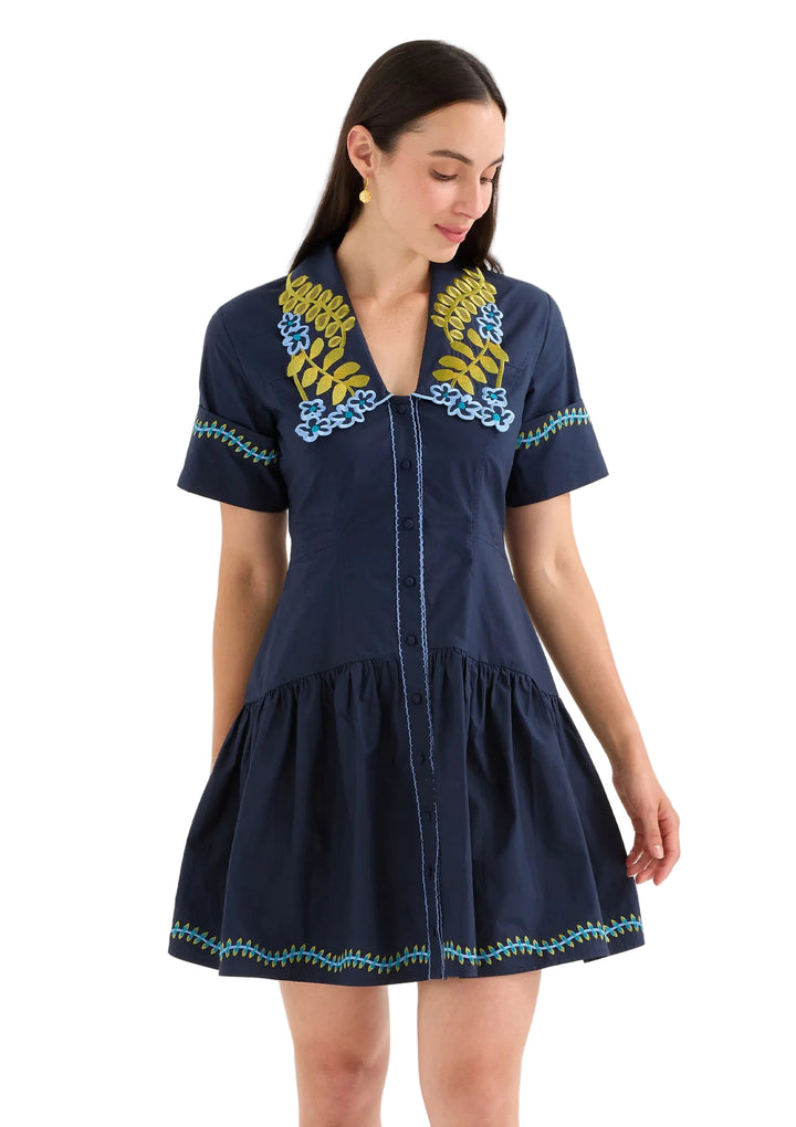 The Julia Dress (Navy Floral Embroidery)
