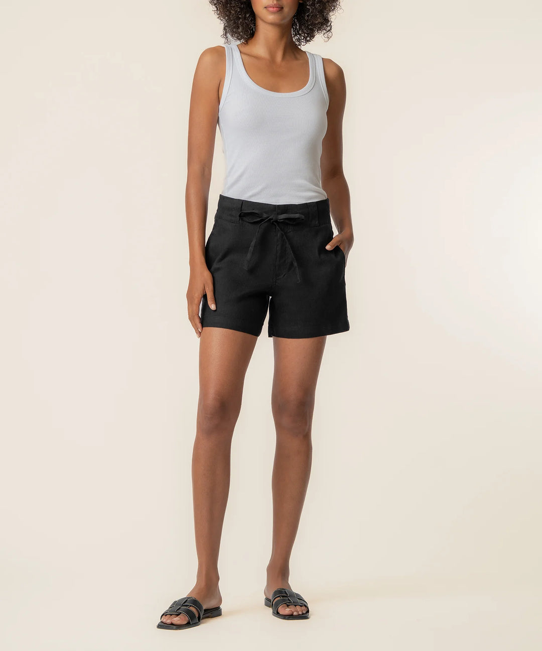 Katie High Rise Drawstring Short (Black)