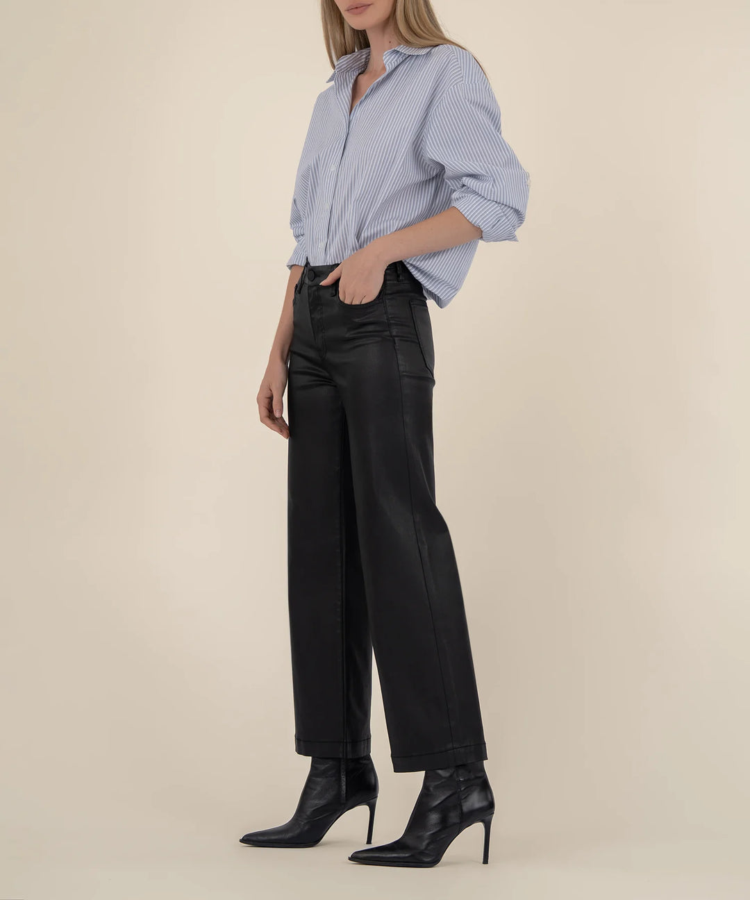 Meg Coated Wide Leg (Black)