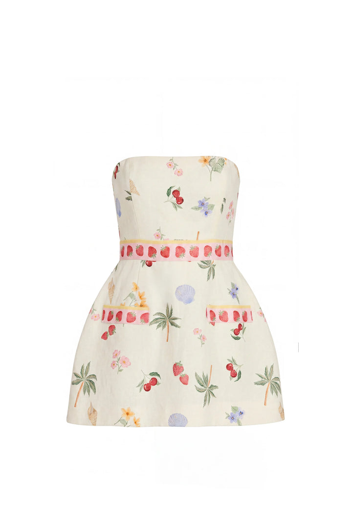 Strapless Bethany Romper (Boardwalk Print)