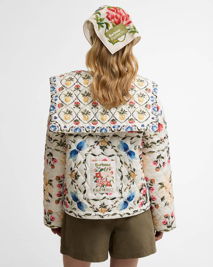 Azelia Quilted Jacket (Cream Spring Petal Flower)