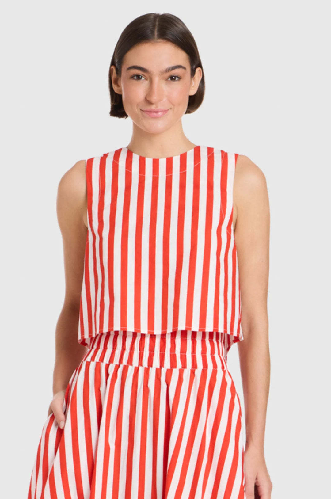Crop Top/Pavilion Skirt Set (Red Stripes)